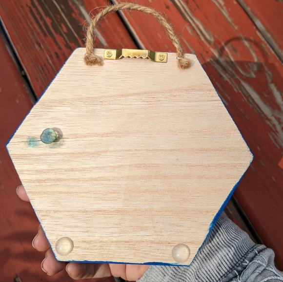 Mushroom Wall Hanging Blue Wood Shadowbox Art Handmade Nature Cottagecore - Picture 10 of 11